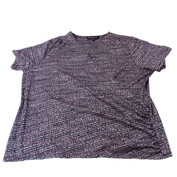 JNY COLLECTION Blouse Top 3X Knit Woven Wrap Surplice Shirred Career Office - Picture 2 of 9